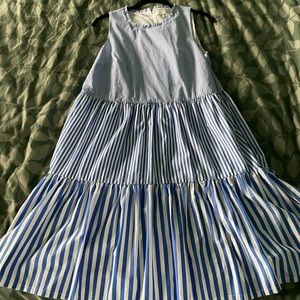 J crew tiered striped cotton midi dress 8